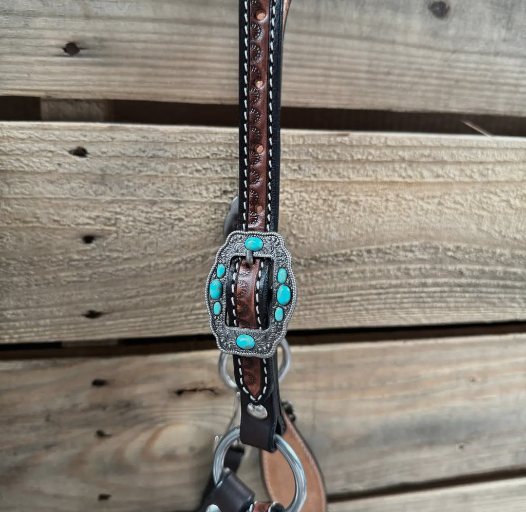 Floral Tooled Lariat & Leather Combo Halter