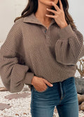 Solid color textured snap button collared baggy top