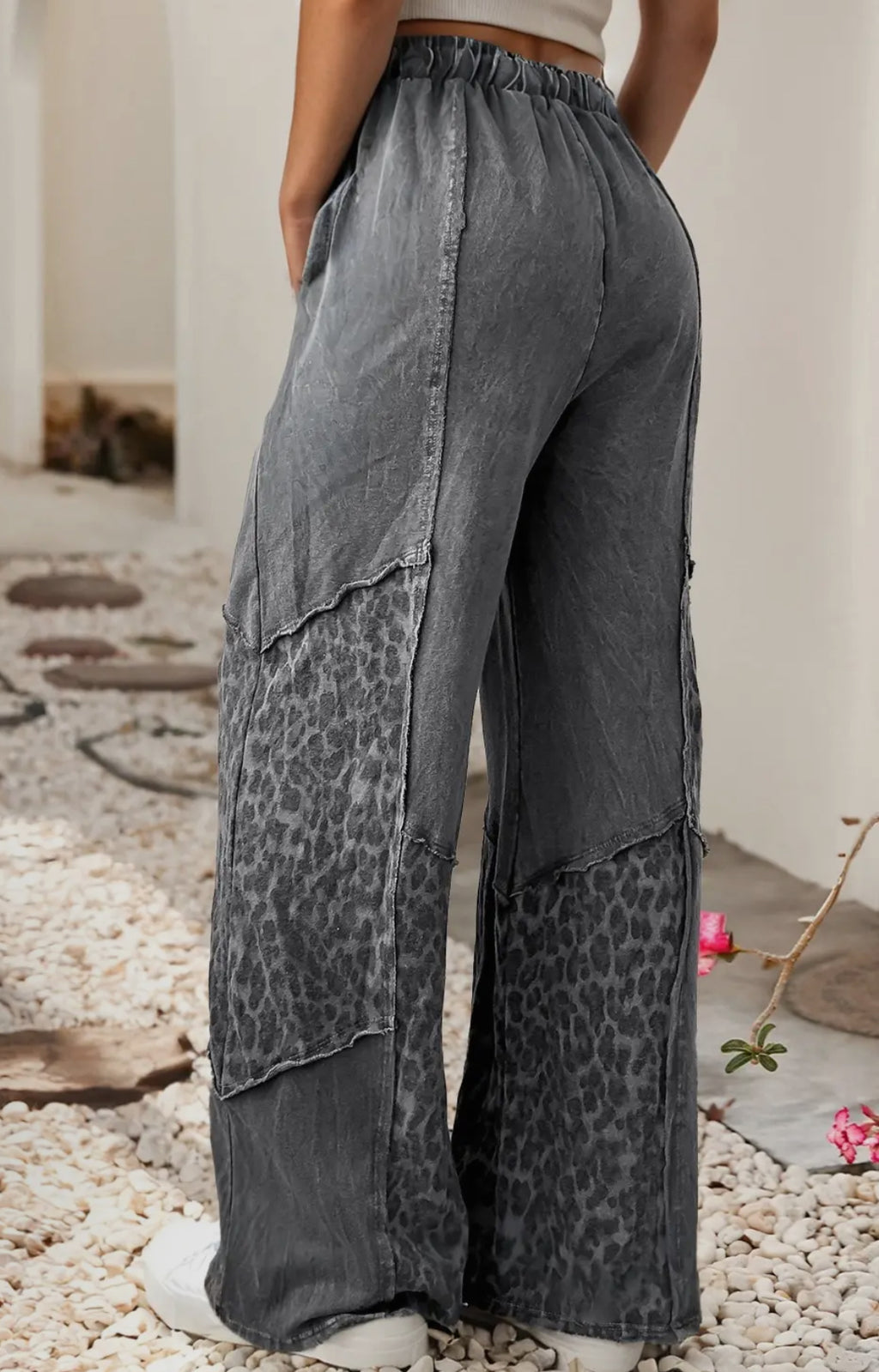 Mineral wash Leopard Loose Pants