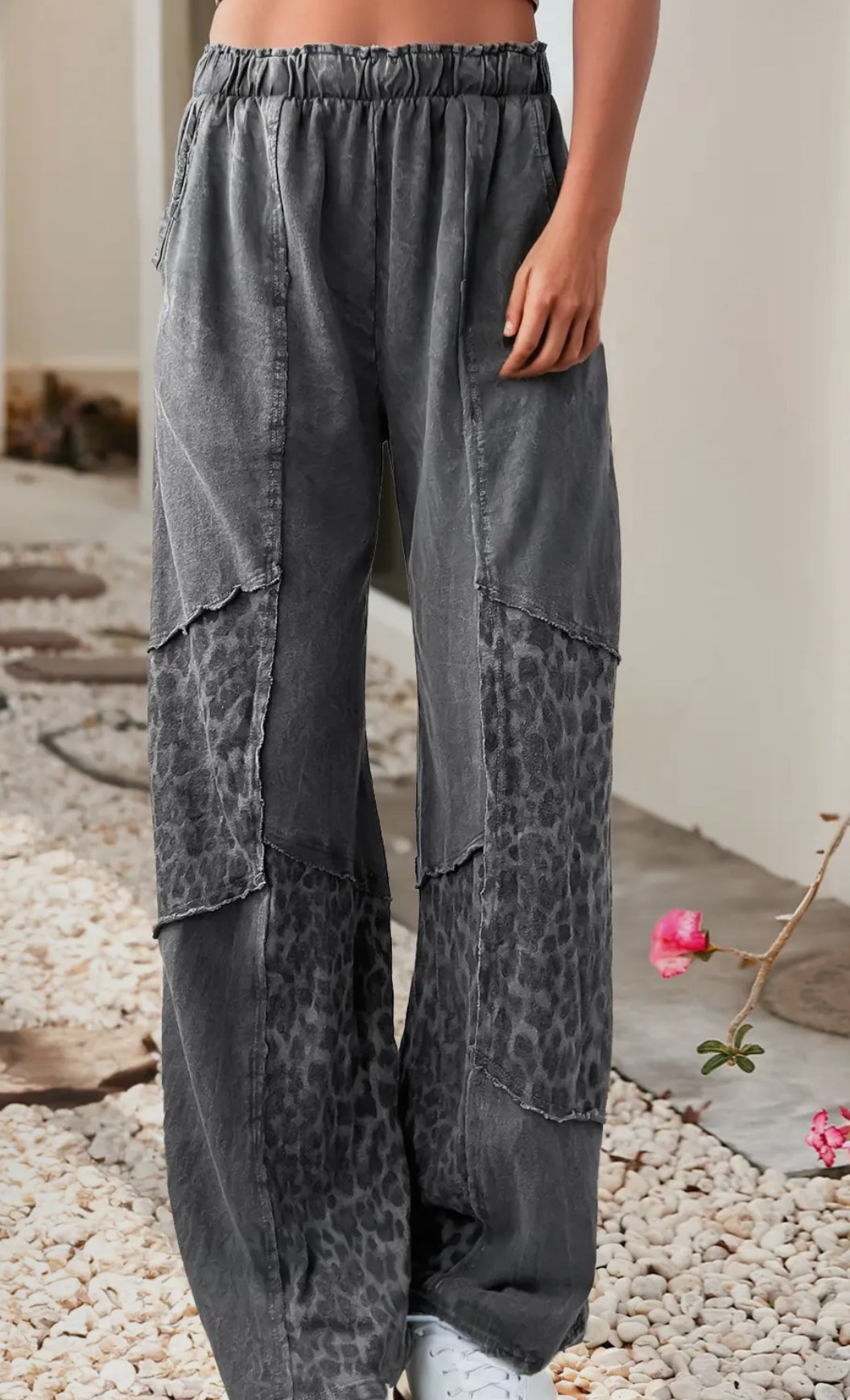 Mineral wash Leopard Loose Pants