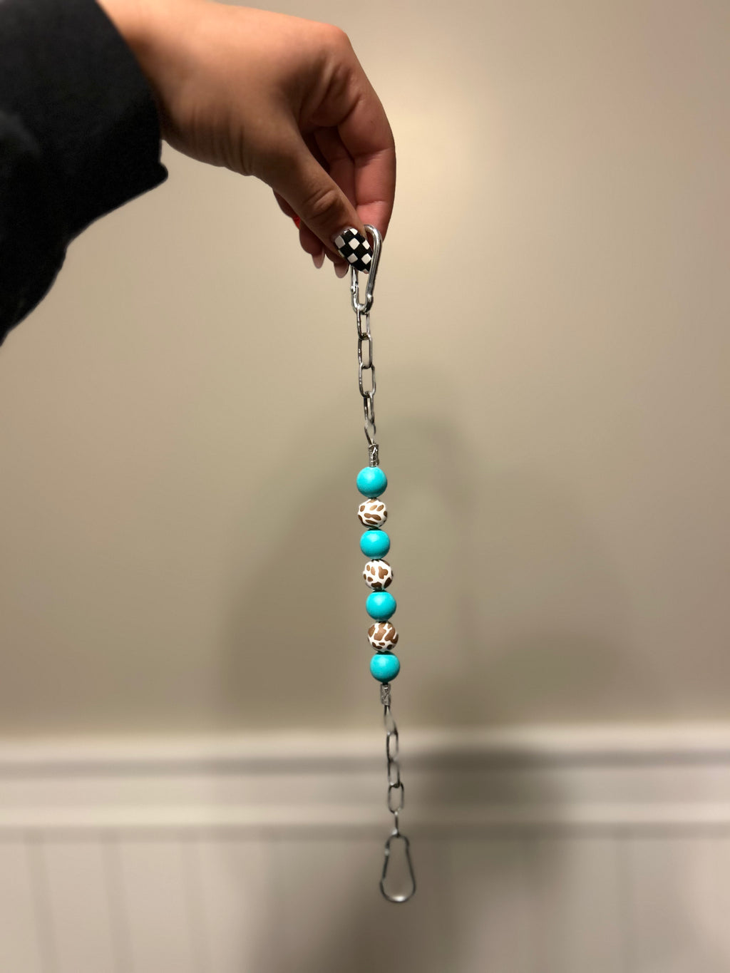 Turquoise/Cow Print Curb Chain