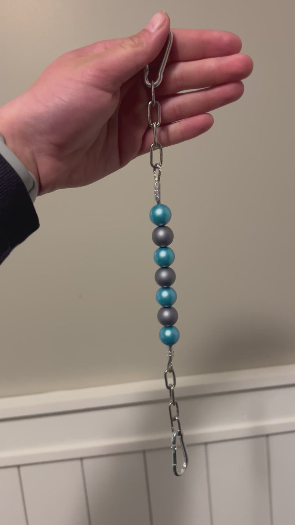 Shiny silver/turquoise curb chain